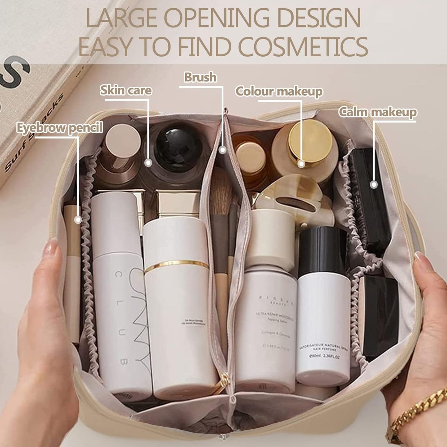 حقيبة مستحضرات التجميل الفاخرة – تصميم أنيق وسعة كبيرة للسفر والاستخدام اليومي